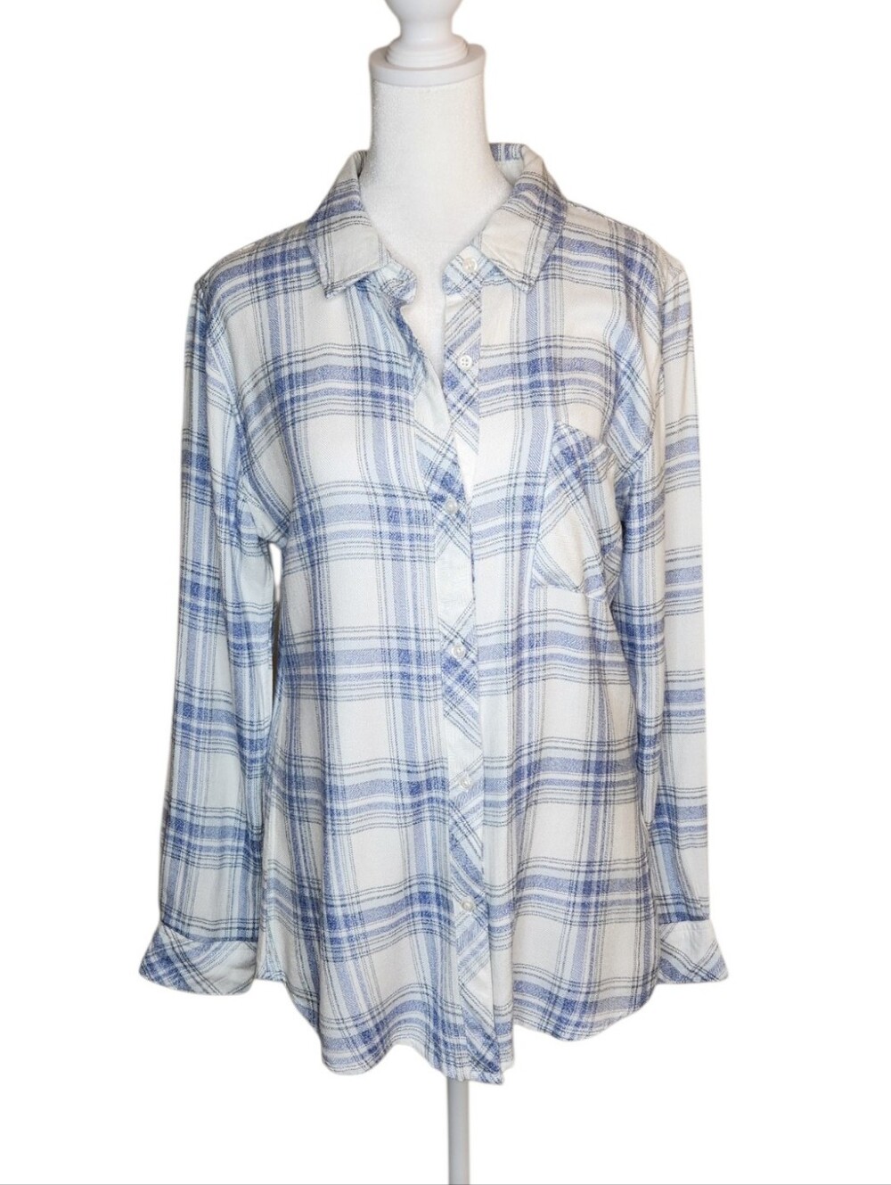 Rails Blue and White Plaid Button Down Shirt Size Small